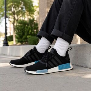 Adidas NMD R1 Icey Blue Black Mesh Running Sneakers BY9951 Womens 9.5 SKU8.9